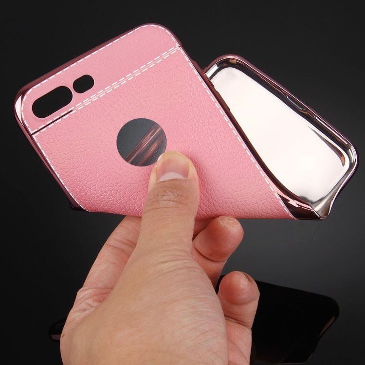 For iPhone 8 Plus & 7 Plus   3D Litchi Texture Soft TPU Protective Case
