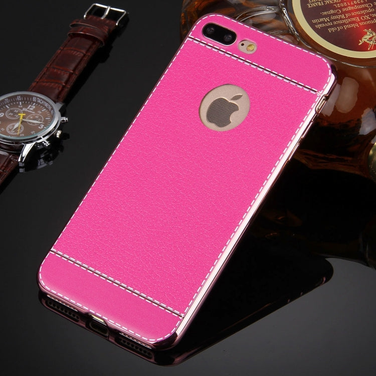For iPhone 8 Plus & 7 Plus   3D Litchi Texture Soft TPU Protective Case
