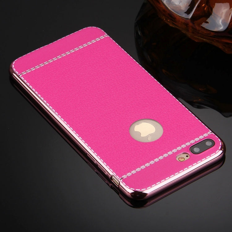 For iPhone 8 Plus & 7 Plus   3D Litchi Texture Soft TPU Protective Case
