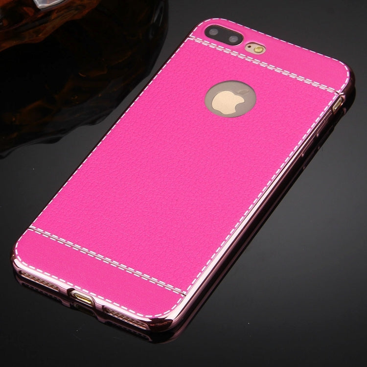 For iPhone 8 Plus & 7 Plus   3D Litchi Texture Soft TPU Protective Case
