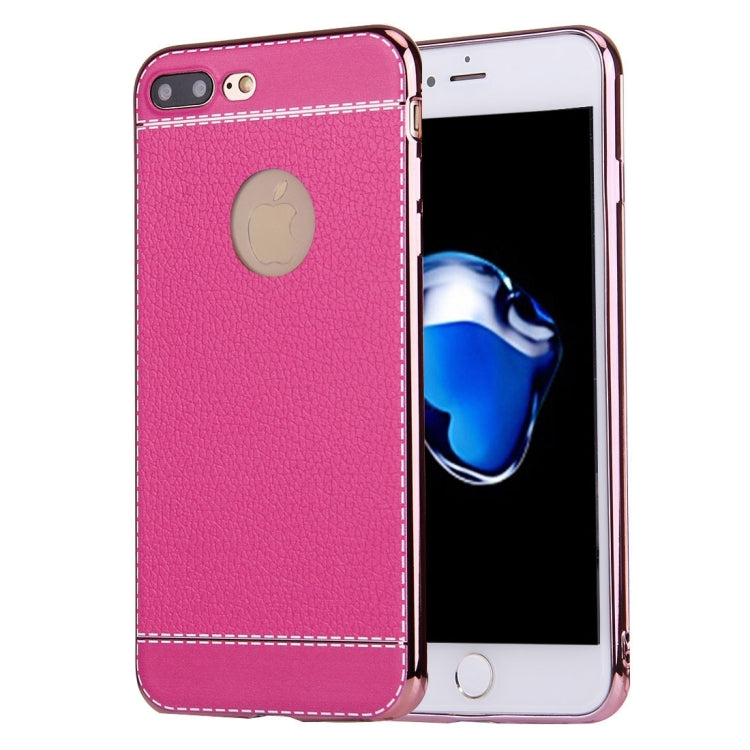 For iPhone 8 Plus & 7 Plus   3D Litchi Texture Soft TPU Protective Case