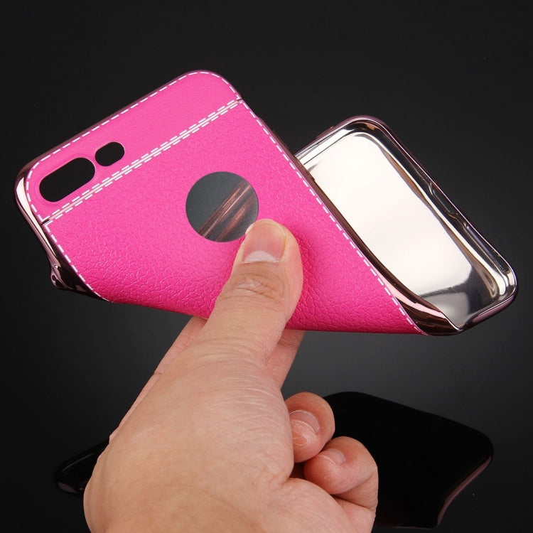 For iPhone 8 Plus & 7 Plus   3D Litchi Texture Soft TPU Protective Case