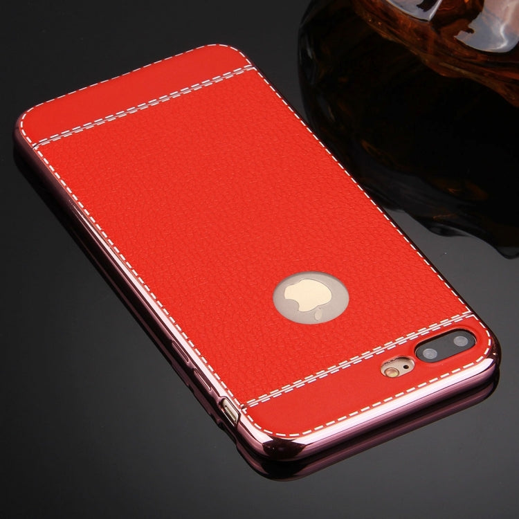 For iPhone 8 Plus & 7 Plus   3D Litchi Texture Soft TPU Protective Case