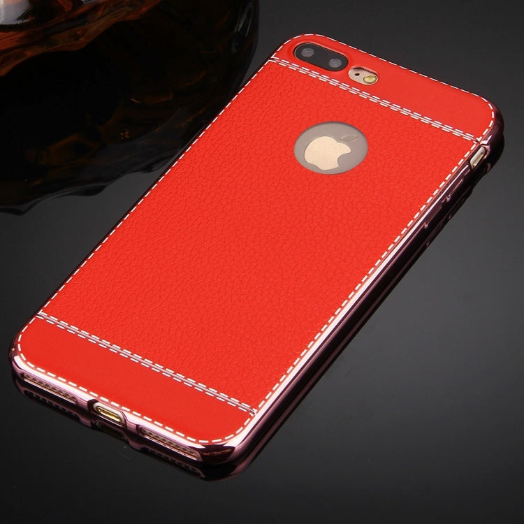 For iPhone 8 Plus & 7 Plus   3D Litchi Texture Soft TPU Protective Case