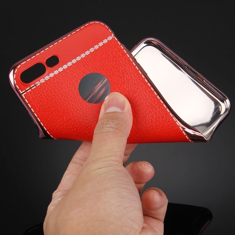 For iPhone 8 Plus & 7 Plus   3D Litchi Texture Soft TPU Protective Case