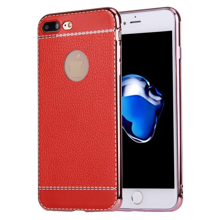 For iPhone 8 Plus & 7 Plus   3D Litchi Texture Soft TPU Protective Case