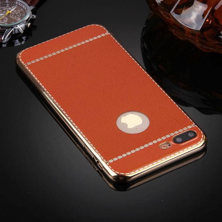 For iPhone 8 Plus & 7 Plus   3D Litchi Texture Soft TPU Protective Case