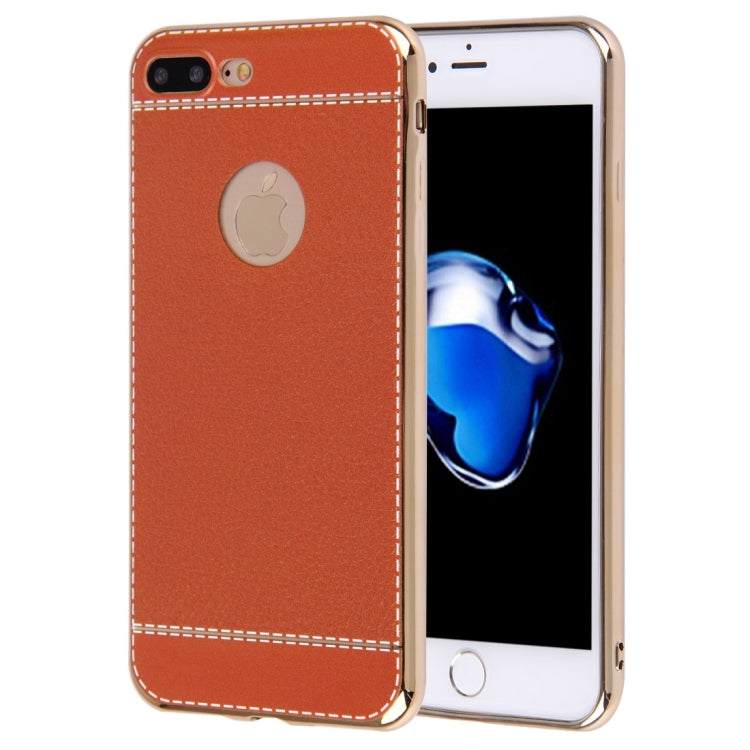 For iPhone 8 Plus & 7 Plus   3D Litchi Texture Soft TPU Protective Case