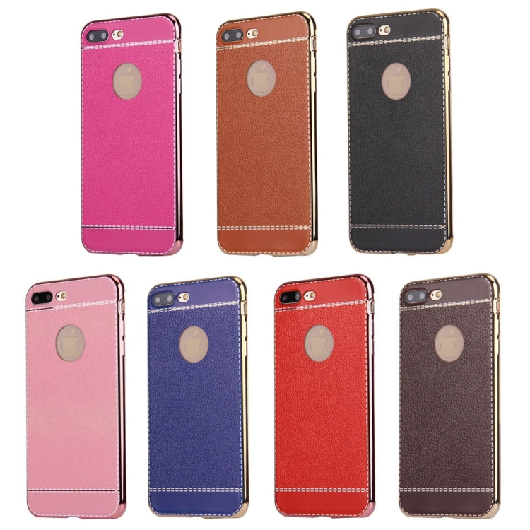 For iPhone 8 Plus & 7 Plus   3D Litchi Texture Soft TPU Protective Case
