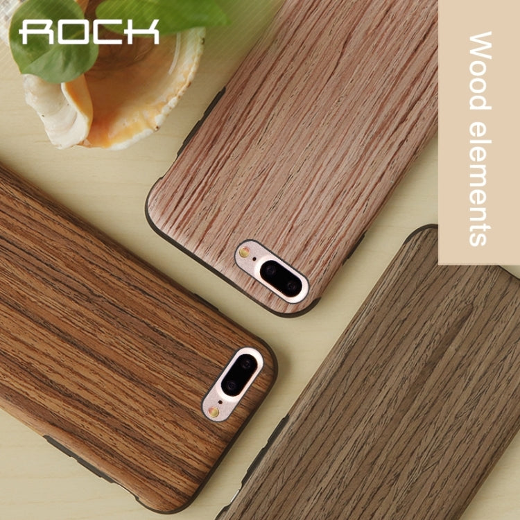 Rock for iPhone 8 Plus & 7 Plus   Natural Series Artistic Wood Grain TPU Protective Back Case(Padauk)