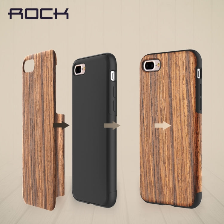 Rock for iPhone 8 Plus & 7 Plus   Natural Series Artistic Wood Grain TPU Protective Back Case(Padauk)