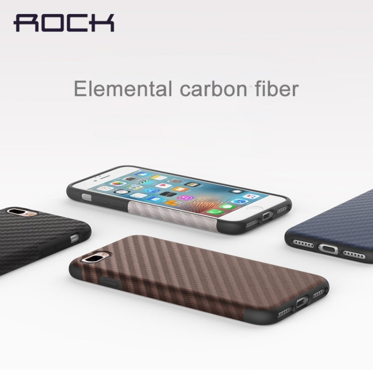 Rock for iPhone 8 Plus & 7 Plus   Natural Series Artistic Carbon Fibre Texture PU + TPU Protective Back Case