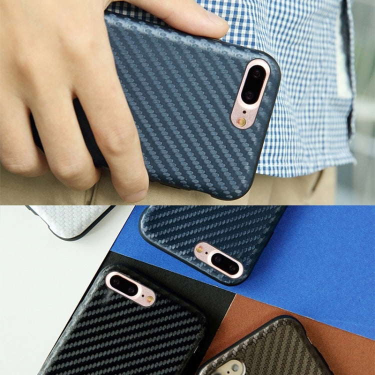 Rock for iPhone 8 Plus & 7 Plus   Natural Series Artistic Carbon Fibre Texture PU + TPU Protective Back Case