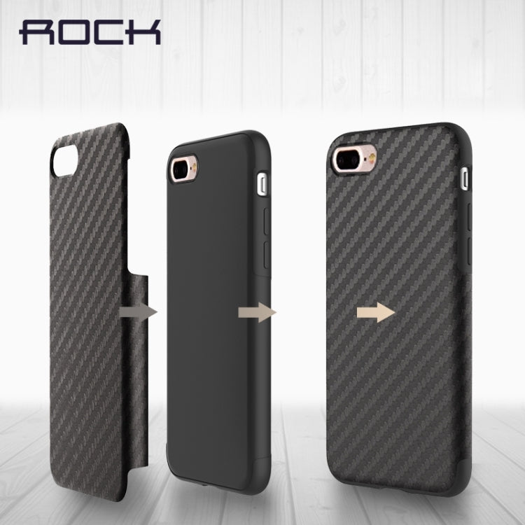 Rock for iPhone 8 Plus & 7 Plus   Natural Series Artistic Carbon Fibre Texture PU + TPU Protective Back Case