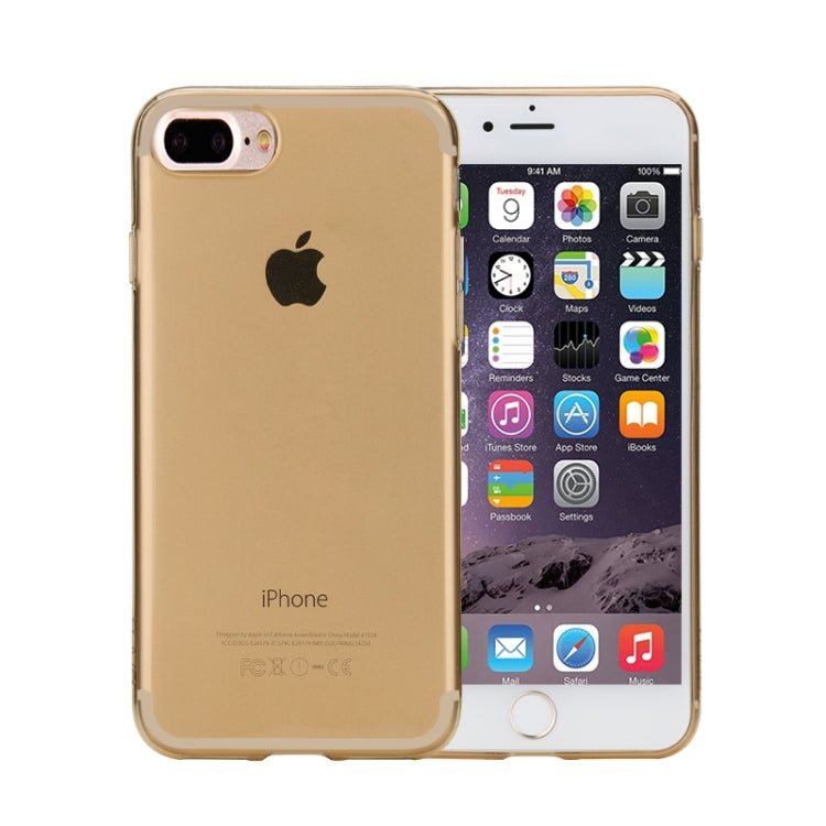 Rock for iPhone 8 Plus & 7 Plus   Transparent Ultrathin Soft TPU Protective Back Case without USB Anti-Dust Plug(Gold)