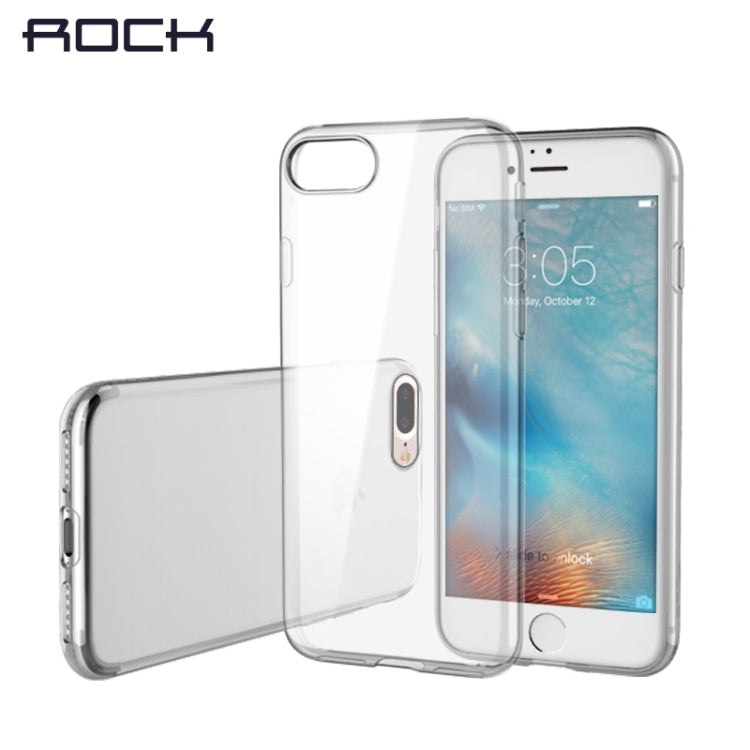 Rock for iPhone 8 Plus & 7 Plus   Transparent Ultrathin Soft TPU Protective Back Case without USB Anti-Dust Plug(Gold)