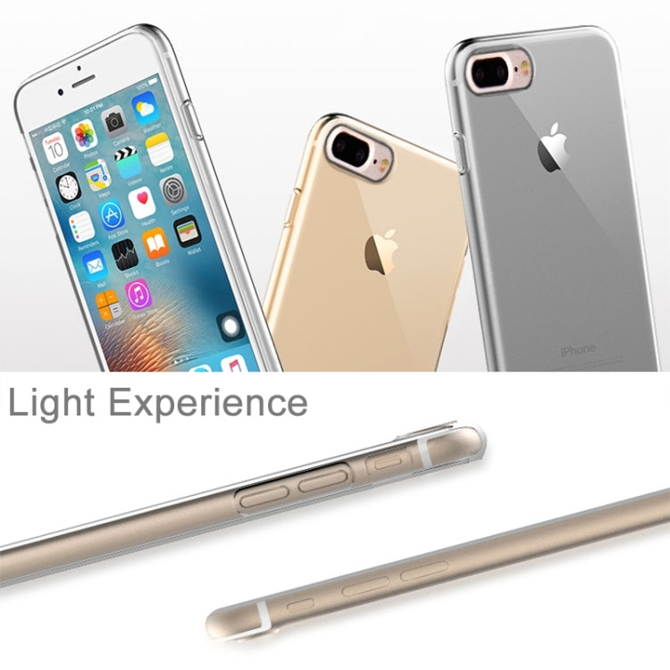 Rock for iPhone 8 Plus & 7 Plus   Transparent Ultrathin Soft TPU Protective Back Case without USB Anti-Dust Plug(Gold)