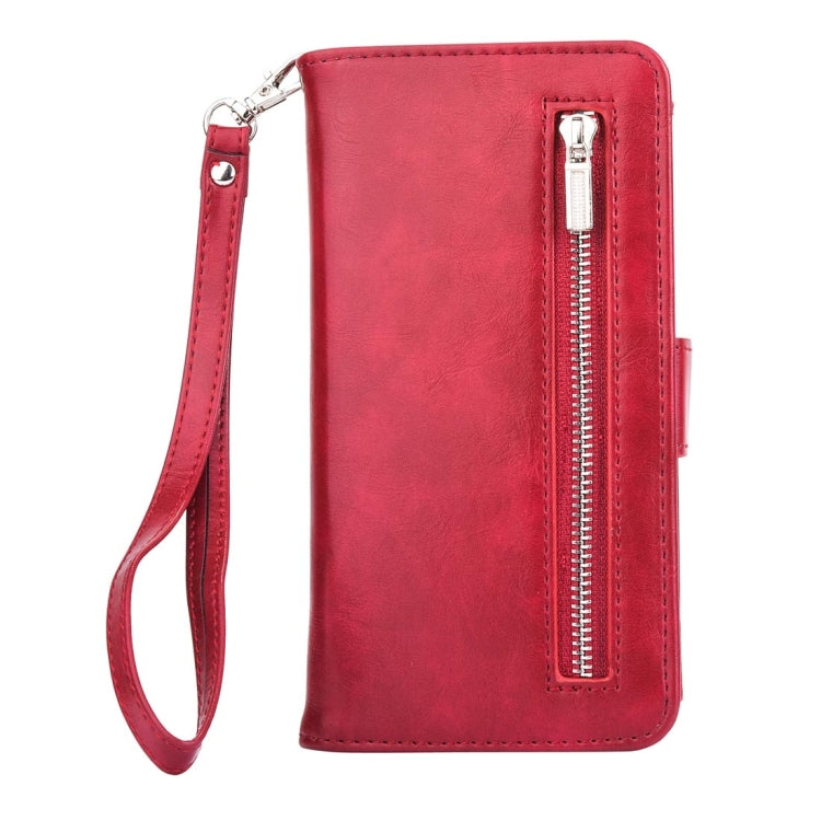 For iPhone 8 Plus & 7 Plus   Separable Crazy Horse Texcture Horizontal Flip Zipper Leather Case with Card Slot & & Wallet & Photo Frame & Lanyard