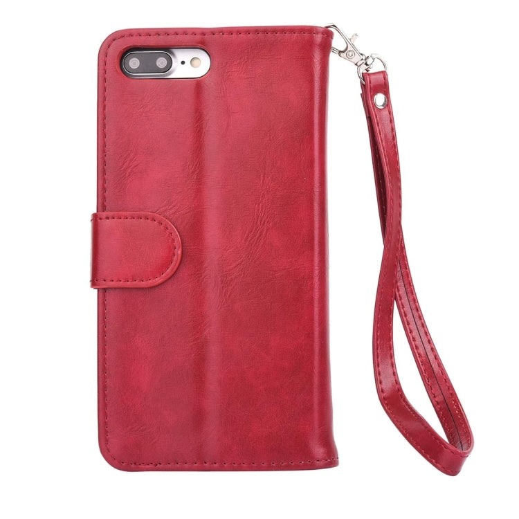 For iPhone 8 Plus & 7 Plus   Separable Crazy Horse Texcture Horizontal Flip Zipper Leather Case with Card Slot & & Wallet & Photo Frame & Lanyard