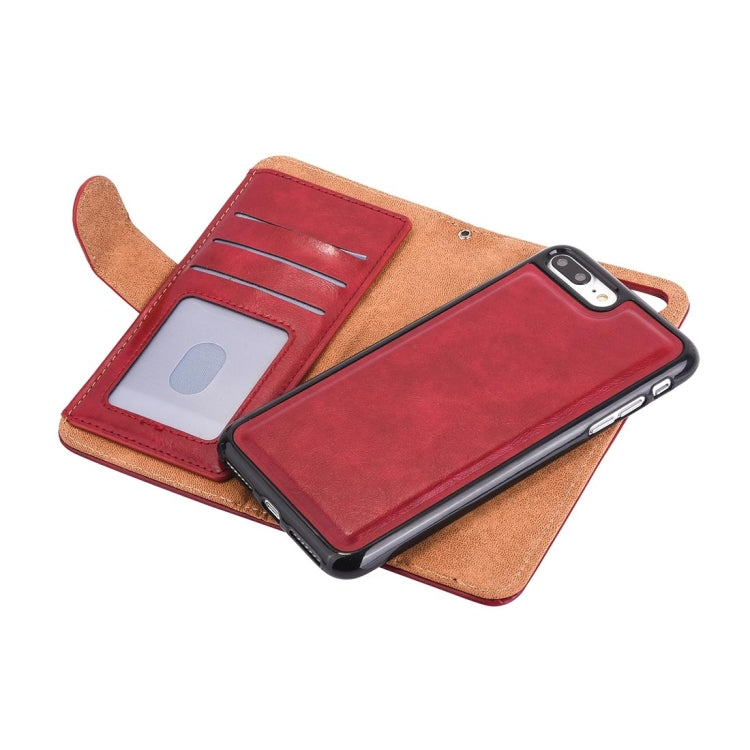 For iPhone 8 Plus & 7 Plus   Separable Crazy Horse Texcture Horizontal Flip Zipper Leather Case with Card Slot & & Wallet & Photo Frame & Lanyard