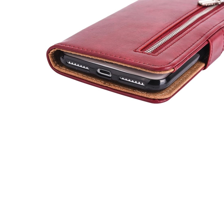 For iPhone 8 Plus & 7 Plus   Separable Crazy Horse Texcture Horizontal Flip Zipper Leather Case with Card Slot & & Wallet & Photo Frame & Lanyard