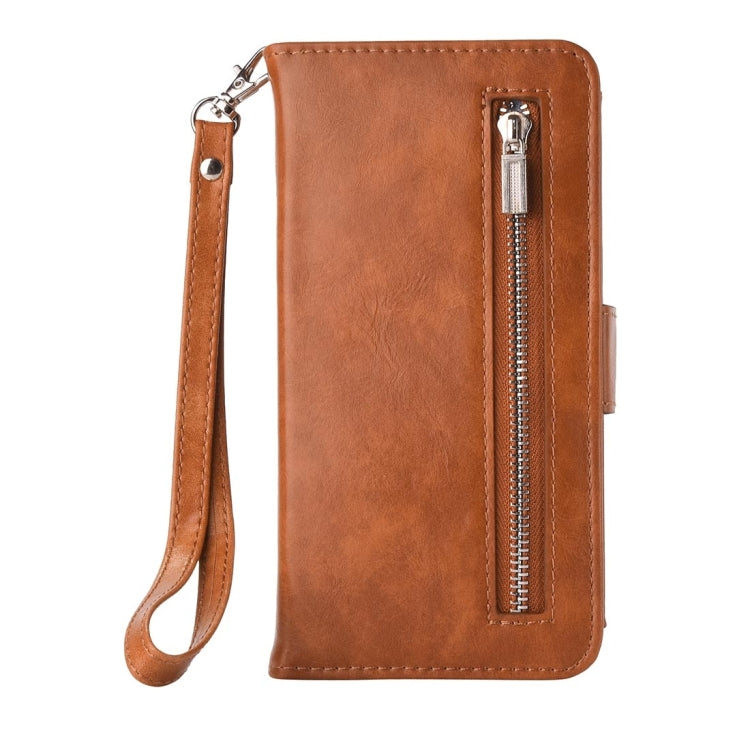 For iPhone 8 Plus & 7 Plus   Separable Crazy Horse Texcture Horizontal Flip Zipper Leather Case with Card Slot & & Wallet & Photo Frame & Lanyard