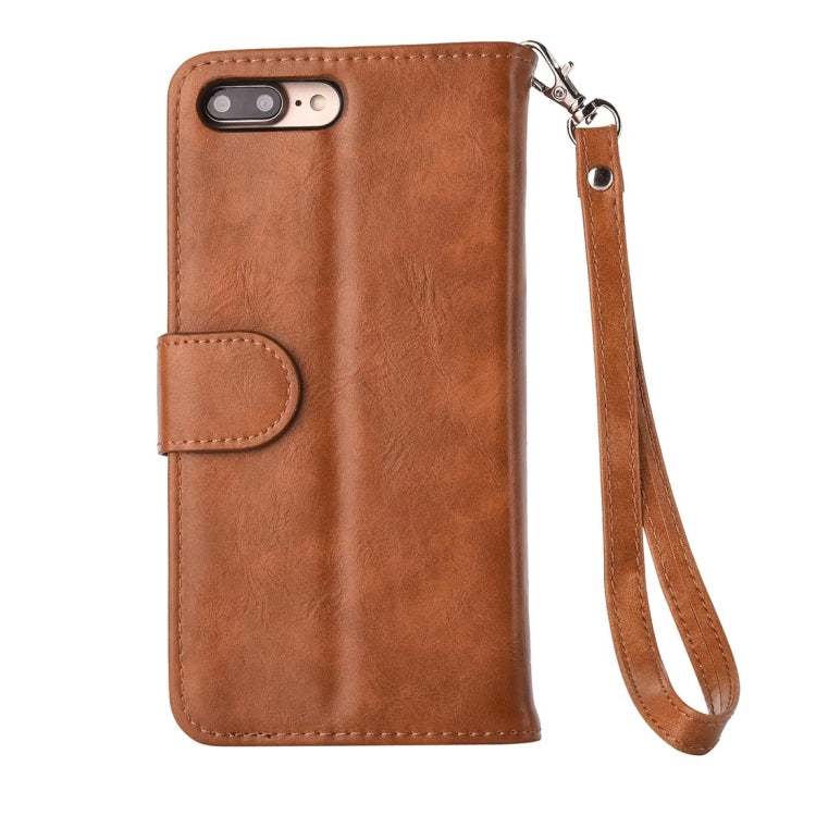For iPhone 8 Plus & 7 Plus   Separable Crazy Horse Texcture Horizontal Flip Zipper Leather Case with Card Slot & & Wallet & Photo Frame & Lanyard