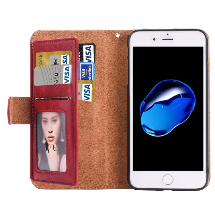 For iPhone 8 Plus & 7 Plus   Separable Crazy Horse Texcture Horizontal Flip Zipper Leather Case with Card Slot & & Wallet & Photo Frame & Lanyard