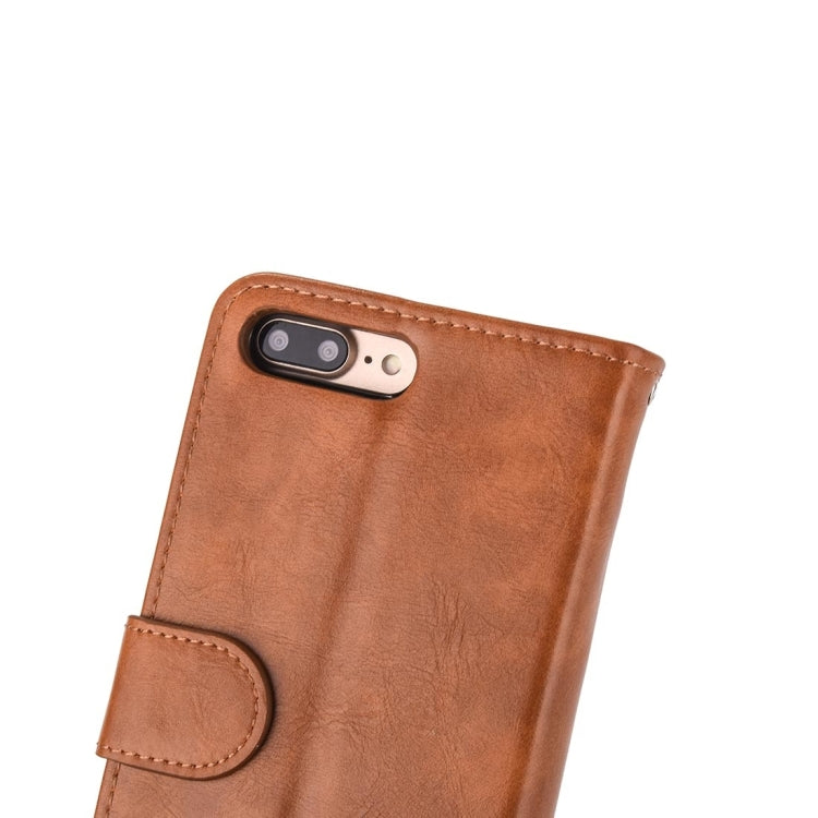 For iPhone 8 Plus & 7 Plus   Separable Crazy Horse Texcture Horizontal Flip Zipper Leather Case with Card Slot & & Wallet & Photo Frame & Lanyard