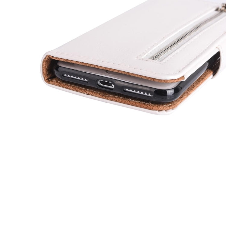 For iPhone 8 Plus & 7 Plus   Separable Crazy Horse Texcture Horizontal Flip Zipper Leather Case with Card Slot & & Wallet & Photo Frame & Lanyard