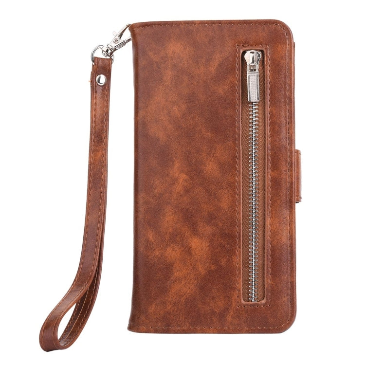 For iPhone 8 Plus & 7 Plus   Separable Crazy Horse Texcture Horizontal Flip Zipper Leather Case with Card Slot & & Wallet & Photo Frame & Lanyard