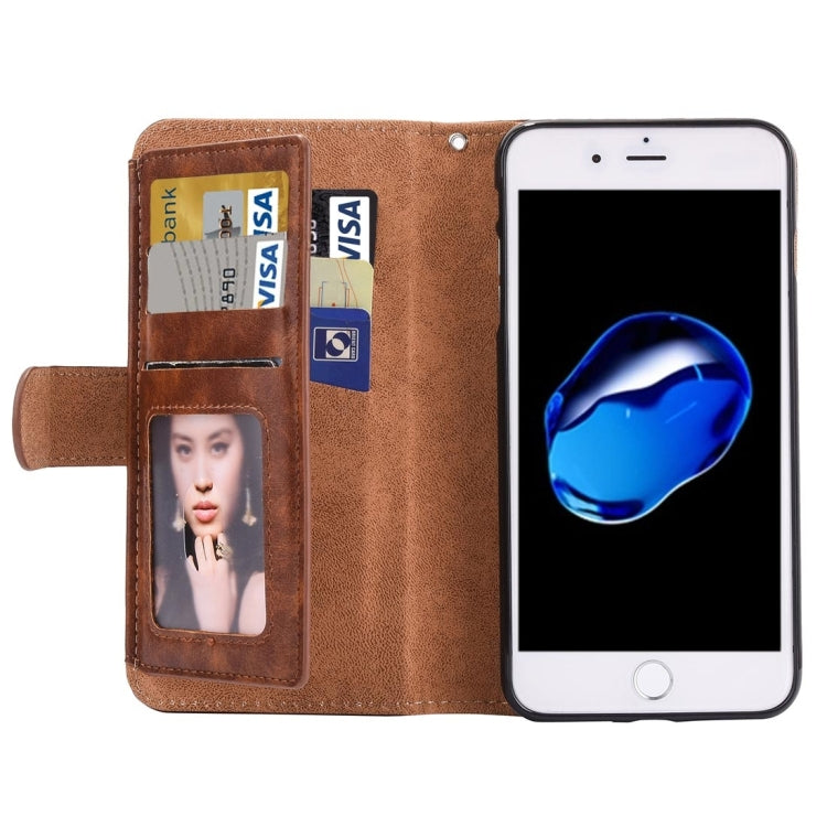 For iPhone 8 Plus & 7 Plus   Separable Crazy Horse Texcture Horizontal Flip Zipper Leather Case with Card Slot & & Wallet & Photo Frame & Lanyard