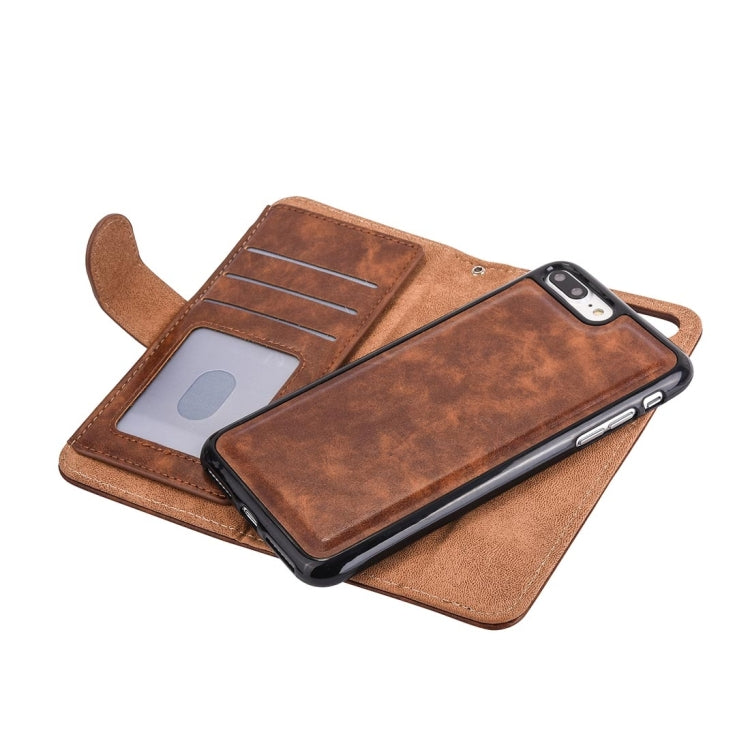 For iPhone 8 Plus & 7 Plus   Separable Crazy Horse Texcture Horizontal Flip Zipper Leather Case with Card Slot & & Wallet & Photo Frame & Lanyard