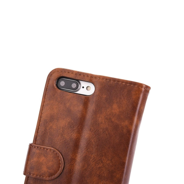 For iPhone 8 Plus & 7 Plus   Separable Crazy Horse Texcture Horizontal Flip Zipper Leather Case with Card Slot & & Wallet & Photo Frame & Lanyard