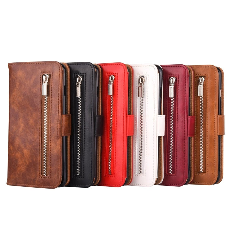 For iPhone 8 Plus & 7 Plus   Separable Crazy Horse Texcture Horizontal Flip Zipper Leather Case with Card Slot & & Wallet & Photo Frame & Lanyard