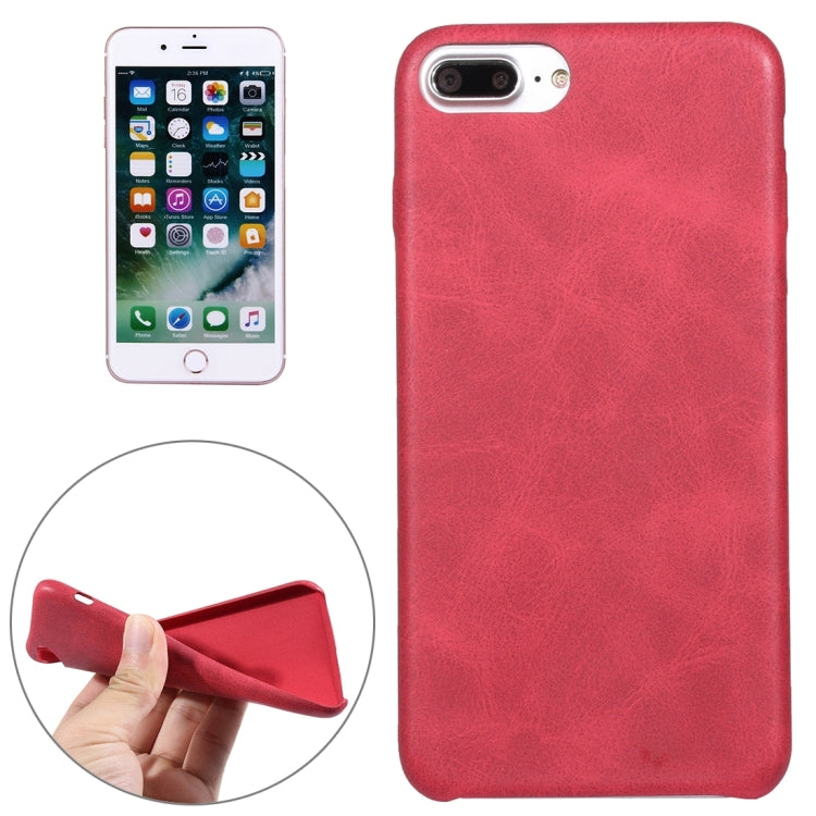 For iPhone 8 Plus & 7 Plus   Crazy Horse Texture Leather Surface Soft TPU Protective Back Case