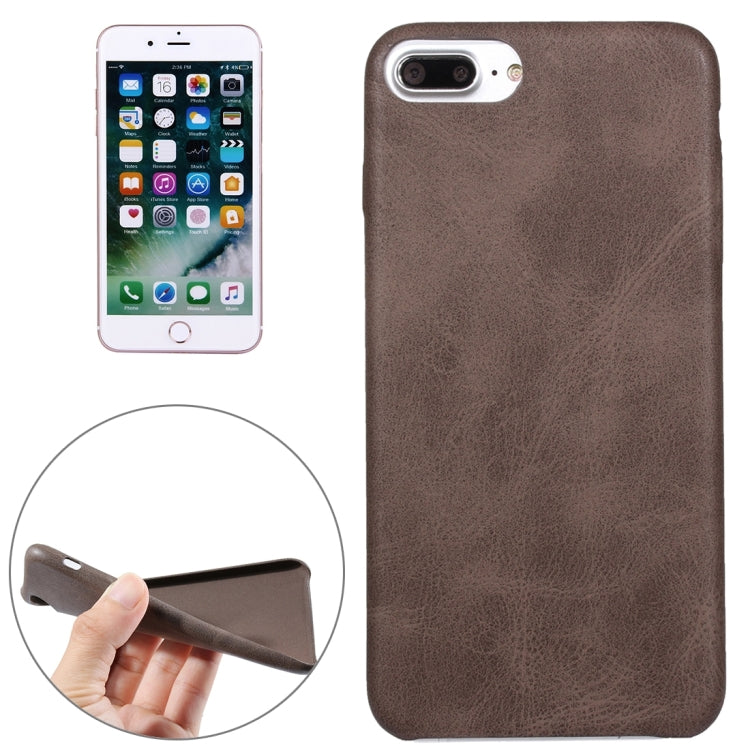 For iPhone 8 Plus & 7 Plus   Crazy Horse Texture Leather Surface Soft TPU Protective Back Case