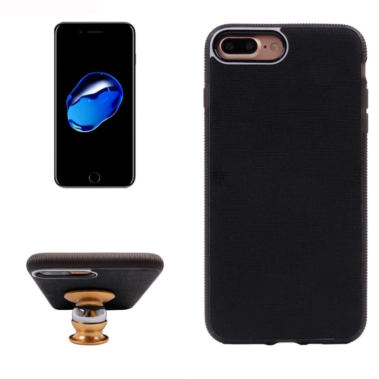 For iPhone 8 Plus & 7 Plus   Denim Texture Magnetic Suction Style TPU + PC Paste Skin Protective Case Back Cover
