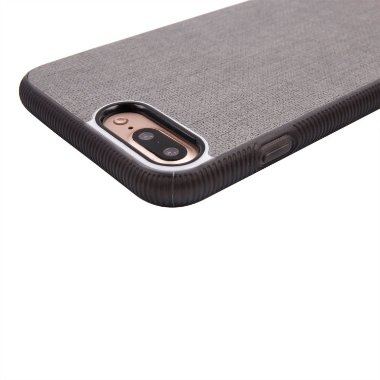 For iPhone 8 Plus & 7 Plus   Denim Texture Magnetic Suction Style TPU + PC Paste Skin Protective Case Back Cover