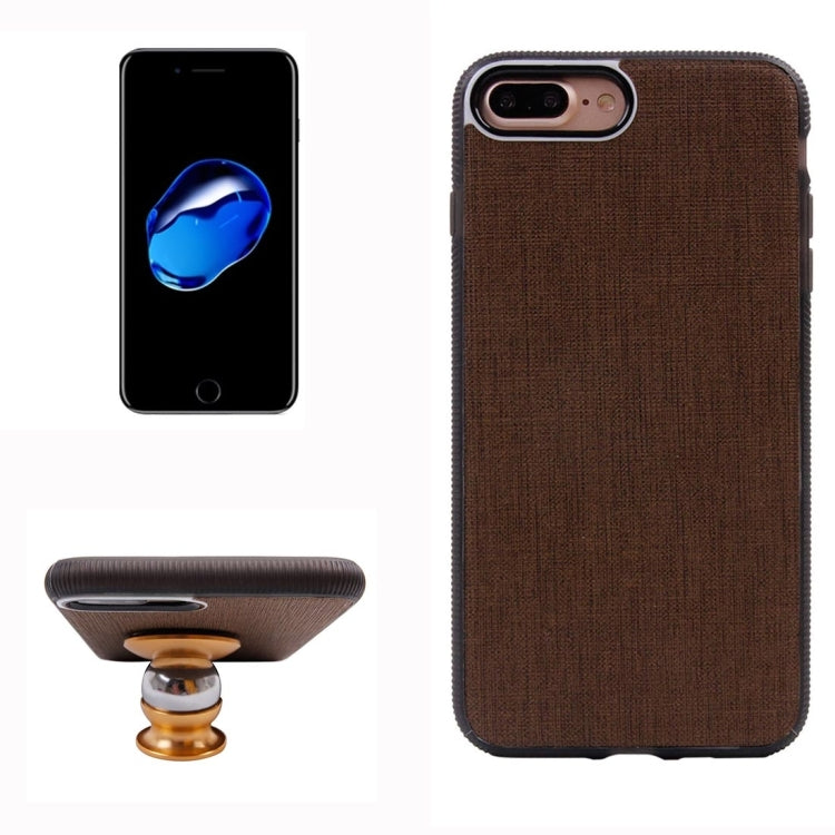 For iPhone 8 Plus & 7 Plus   Denim Texture Magnetic Suction Style TPU + PC Paste Skin Protective Case Back Cover