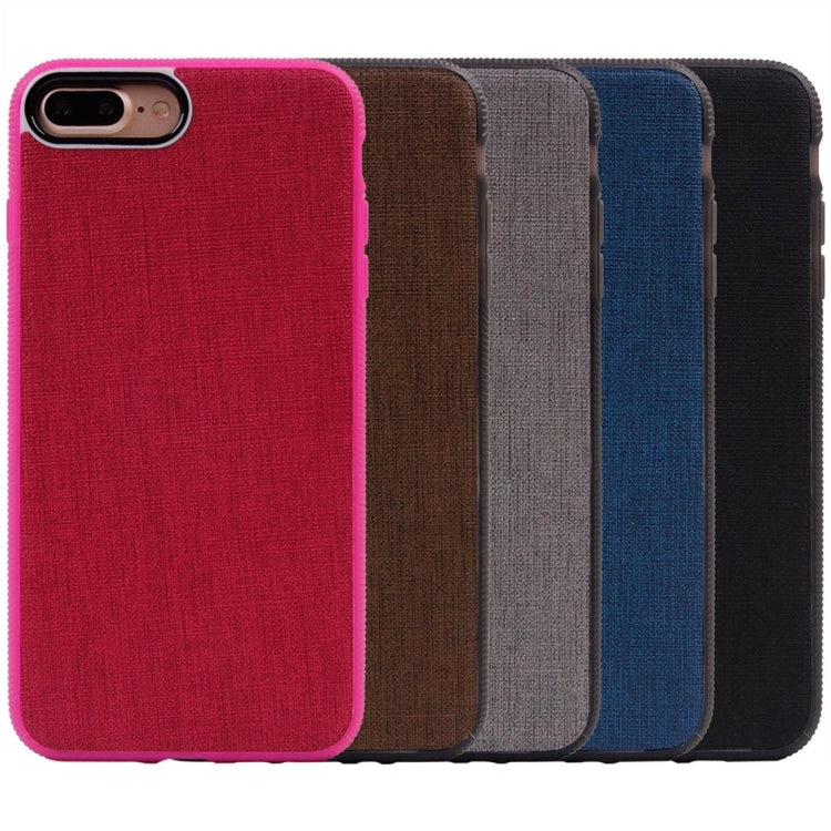 For iPhone 8 Plus & 7 Plus   Denim Texture Magnetic Suction Style TPU + PC Paste Skin Protective Case Back Cover