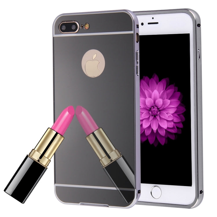 For iPhone 8 Plus & 7 Plus   Separable Electroplating Mirror Push Pull PC Protective Case Back Shell Cover + Metal Bumper Frame