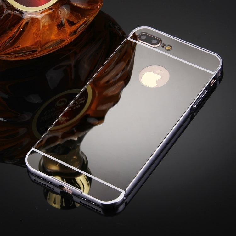For iPhone 8 Plus & 7 Plus   Separable Electroplating Mirror Push Pull PC Protective Case Back Shell Cover + Metal Bumper Frame