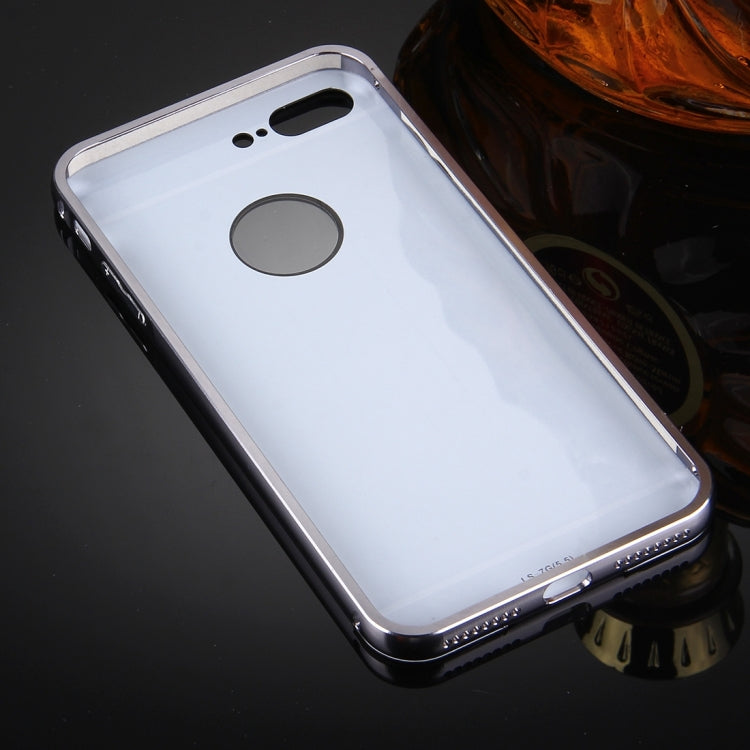 For iPhone 8 Plus & 7 Plus   Separable Electroplating Mirror Push Pull PC Protective Case Back Shell Cover + Metal Bumper Frame