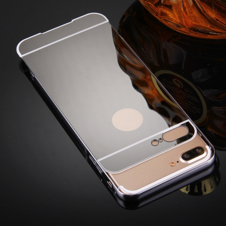 For iPhone 8 Plus & 7 Plus   Separable Electroplating Mirror Push Pull PC Protective Case Back Shell Cover + Metal Bumper Frame