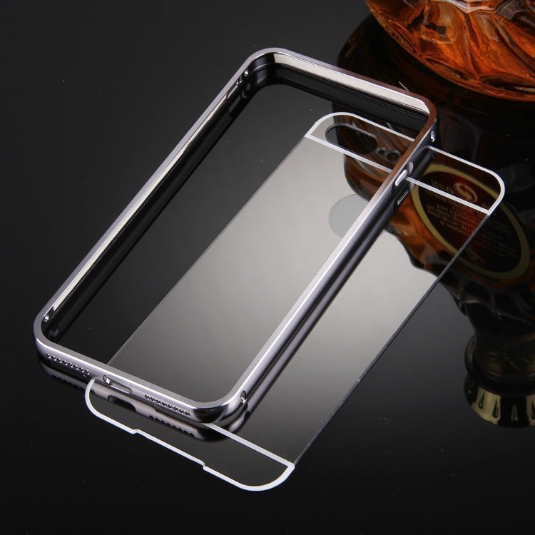 For iPhone 8 Plus & 7 Plus   Separable Electroplating Mirror Push Pull PC Protective Case Back Shell Cover + Metal Bumper Frame
