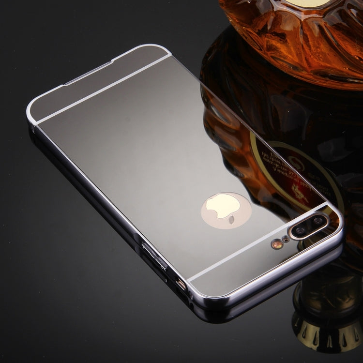 For iPhone 8 Plus & 7 Plus   Separable Electroplating Mirror Push Pull PC Protective Case Back Shell Cover + Metal Bumper Frame