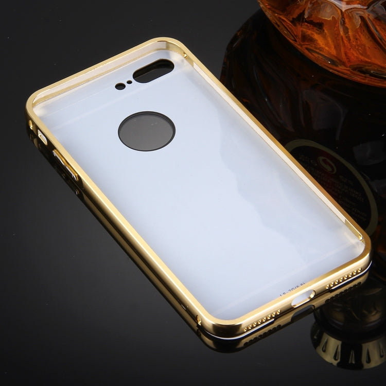For iPhone 8 Plus & 7 Plus   Separable Electroplating Mirror Push Pull PC Protective Case Back Shell Cover + Metal Bumper Frame