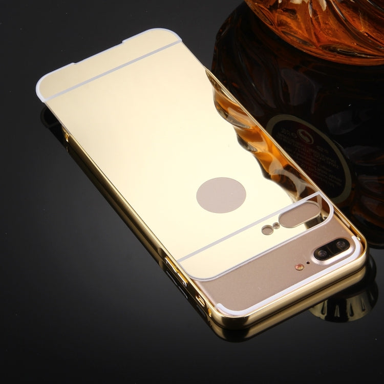 For iPhone 8 Plus & 7 Plus   Separable Electroplating Mirror Push Pull PC Protective Case Back Shell Cover + Metal Bumper Frame