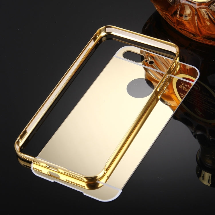For iPhone 8 Plus & 7 Plus   Separable Electroplating Mirror Push Pull PC Protective Case Back Shell Cover + Metal Bumper Frame